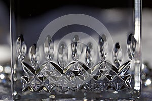 Macro abstract background of a beautiful modern lead crystal glass texture with diamond shape cuts