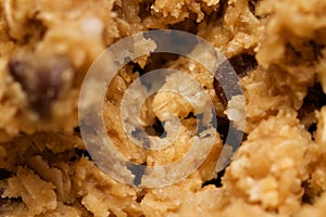 Macro Abstract Background of Oatmeal Chocolate Chip Cookie Dough Batter