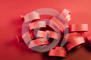 Macro, abstract, background picture of red paper spirals