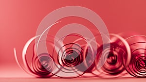 Macro, abstract, background picture of red paper spirals