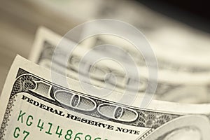 Macro Abstract of One Hundred Dollar Bills