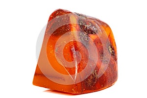 Macro Amber mineral stone on white background