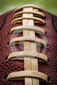 Macro of a american footballball