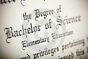 A macro of a Bachelor of Science Degree photo