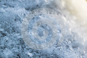 Macro background of fresh snowflake texture