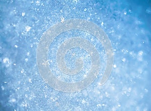 Macro background of fresh snowflake texture