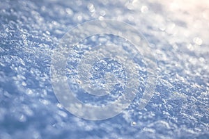 Macro background of fresh snowflake texture