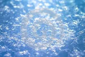 Macro background of fresh snowflake texture