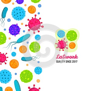 Macro bacteria and virus vector biology illustration. Medicine lab template.
