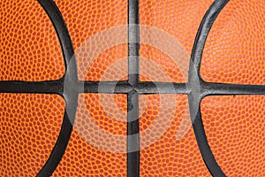 Macro basketball texture with black line