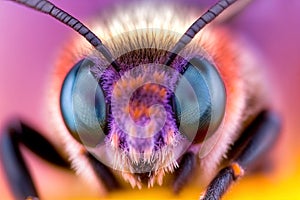 Macro bee on flower - AI generated