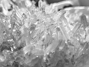 Macro Black and White Photo of Natural Crystal Minerals