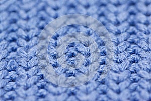 Macro of blue woolen pattern, close up