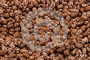Macro of cereals with chocolate
