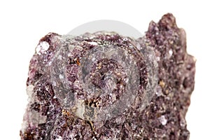 Macro of a chromium kyanite mineral stone on white background