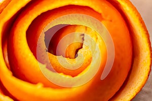 Macro citrus fruit peel. Background with peel a tangerine. Art image with a peel mandarin.