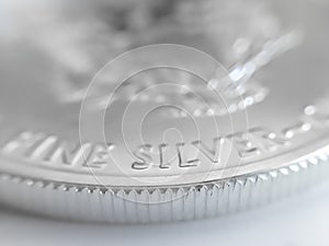 Macro Close up of a 999% Silver American Eagle Bullion Coin