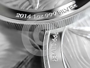 Macro Close up of a 999% Silver Bullion Coin