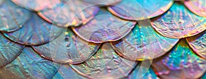 Iridescent Fish Scale Texture Macro Close-Up Background