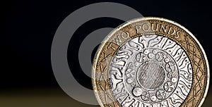 Macro Close Up of a British Two Pound Coin