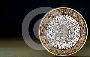 Macro Close Up of a British Two Pound Coin