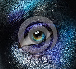 Macro and close-up creative make-up theme: beautiful female eye