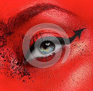 Macro and close-up creative make-up theme: beautiful female eye
