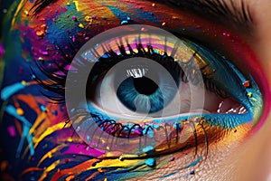macro and close-up creative make-up theme: beautiful female eye make-up