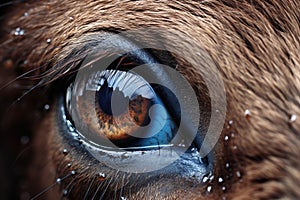 macro close-up on the eye of a moose