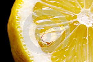 Macro close-up of fresh cut lemon