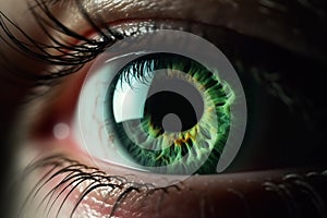 Macro Close-Up of Human Eye. Generative AI