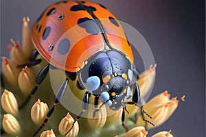 Macro close up of a lady bug or lady beetle on a flower