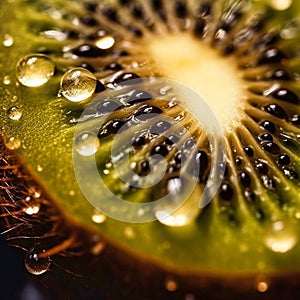 macro close up photo of kiwi. Generative AI