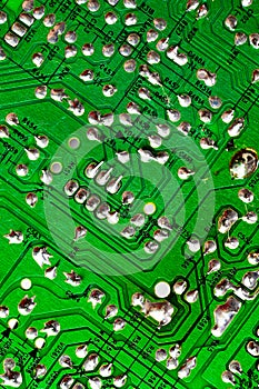 Macro Close up of printed wiring on PC circuit board