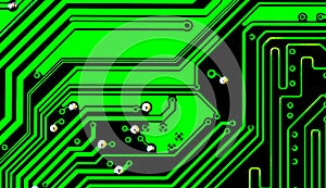 Macro Close up of printed wiring on PC circuit board