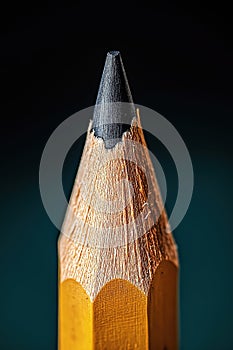 Sharpened pencil point showing graphite and wood grain