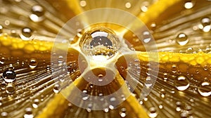 Macro close-up shot of fresh lemon slices with water splash