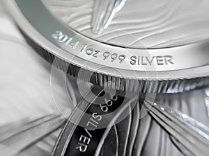 Macro Close up of a 999% Silver Bullion Coin