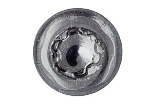 Silver Torx screw macro close up