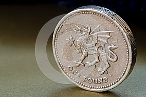 Macro Close Up of a Single British Pound Coin