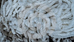 Close up of tangled white rope texture