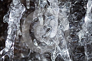 Macro closeup of melting icicles