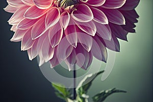 Macro closeup ravishing of blooming dahlia flower petal during springtime.