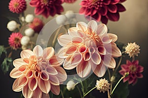 Macro closeup ravishing of blooming dahlia flower petal during springtime.