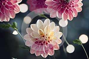 Macro closeup ravishing of blooming dahlia flower petal during springtime.