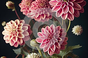 Macro closeup ravishing of blooming dahlia flower petal during springtime.