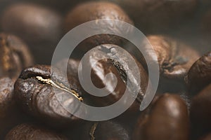 Macro coffee beans. Coffee Background. Roasted coffee beans. Arabica photo