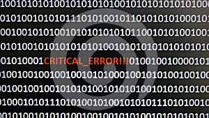 Computer screen shot with binary code and warning text, concept for computer, technology and online security.