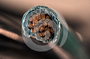 Macro copper wire - Close up of cable end
