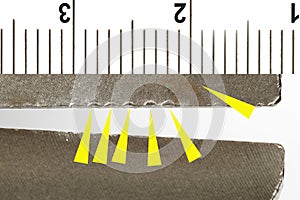 Macro detail of bolt cutters analysed as police evidence of burglary crime